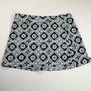 Ripskirt Hawaii Adjustable Wrap Skirt Black Botanical Print Size XL Length 2